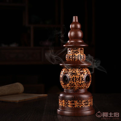【无镂空核桃檀香炉盘香炉鸡翅木质香熏炉佛具工艺品三潭印月】 - 产品库